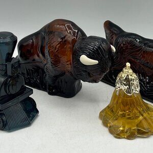 Vintage Avon Blue Train Engine, Water Buffalo, Dog Pointer, and Brocade Cologne